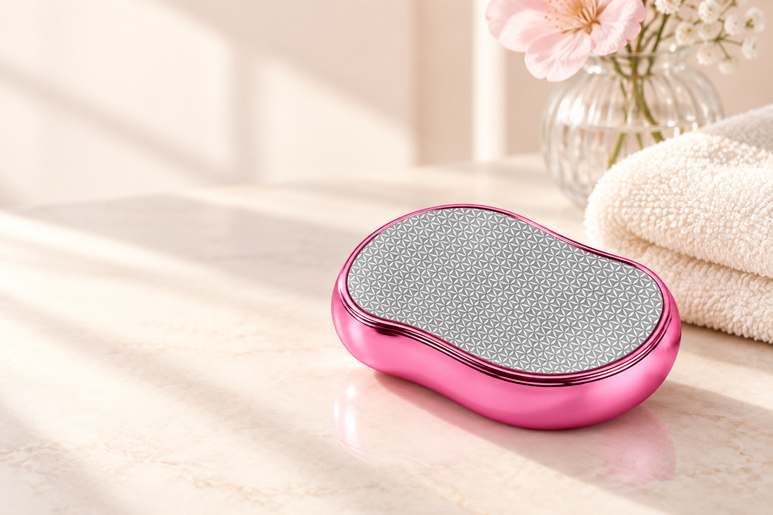 Editorial: Pink eraser on an ivory vanity; styling props not included